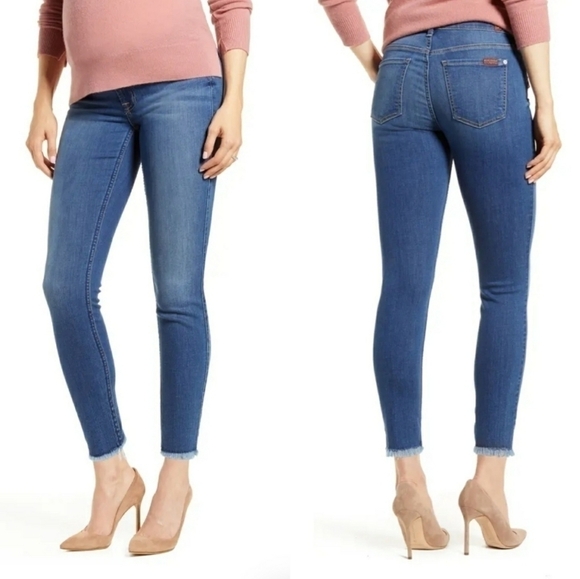 7 For All Mankind B(air) Maternity Ankle Skinny Frayed Hem Jeans 32 - Picture 9 of 9